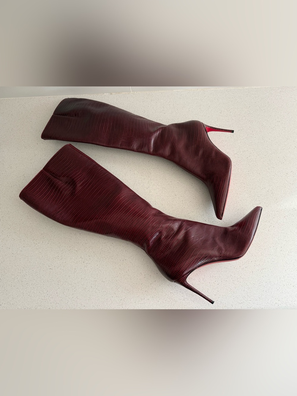 Christian Louboutin Kate Botta 85 Embossed Knee High Heel Boot EU 39 US 9
